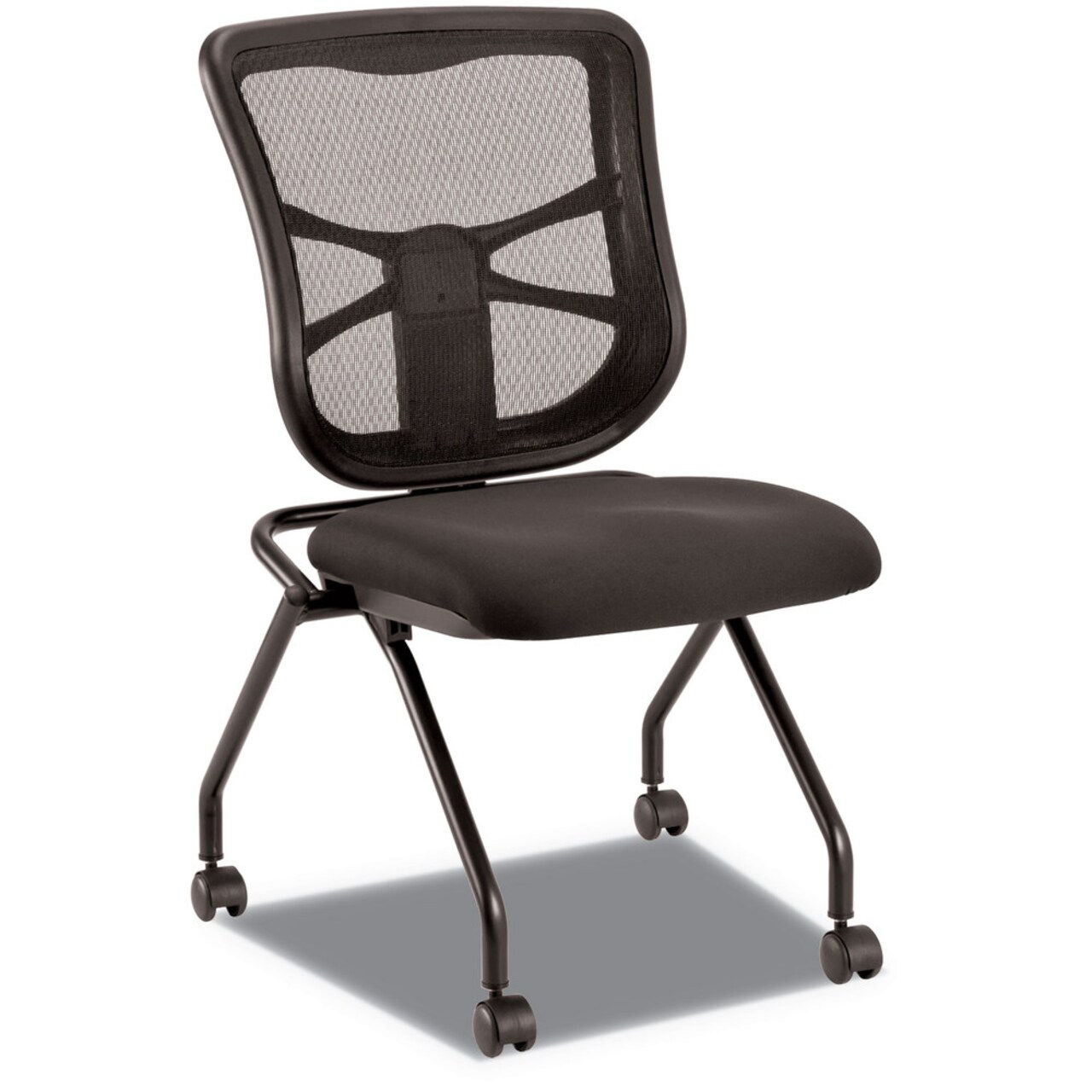 Alera 18.1 in. Seat Height Supports Up to 275 lbs. Elusion Mesh Nesting Chairs - Black (2/Carton)